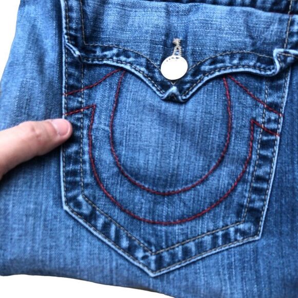 RARE True Religion Jeans Size 46 STRAIGHT FLAP EARTHWORM RED Blue - Picture 8 of 14